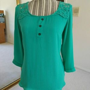 Teal Seafoam Lace Crochet Top
